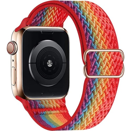 OHCBOOGIE Dehnbares Solo-Loop-Armband, kompatibel mit Apple Watch-Armbändern, 42 mm, 44 mm, 45 mm, 49 mm, verstellbar, dehnbar, geflochten, Nylon, für iWatch Serie 8/7/6/5/4/3/2/1 SE Ultra, bunt